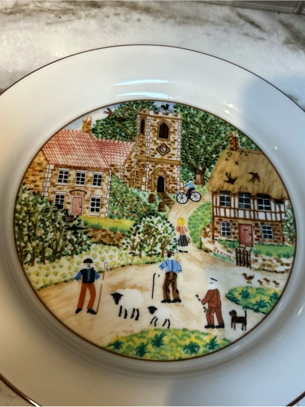 Lenox Winter Scenic Chinastone  Plates Set Of 4 Village microwave safe 8 “ each